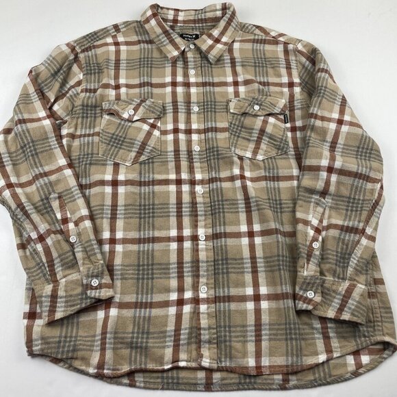 Hurley Flannel Shirt Mens XL Outdoor Utility Pocket Button Up Plaid Long Sleeve - Picture 2 of 10